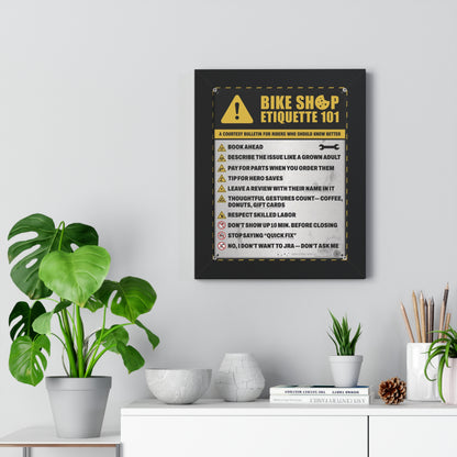 EU Safety Sign Edition (Q1) — Bike Shop Etiquette 101 — Framed