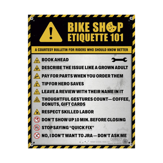 EU Safety Sign Edition (Q1) — Bike Shop Etiquette 101